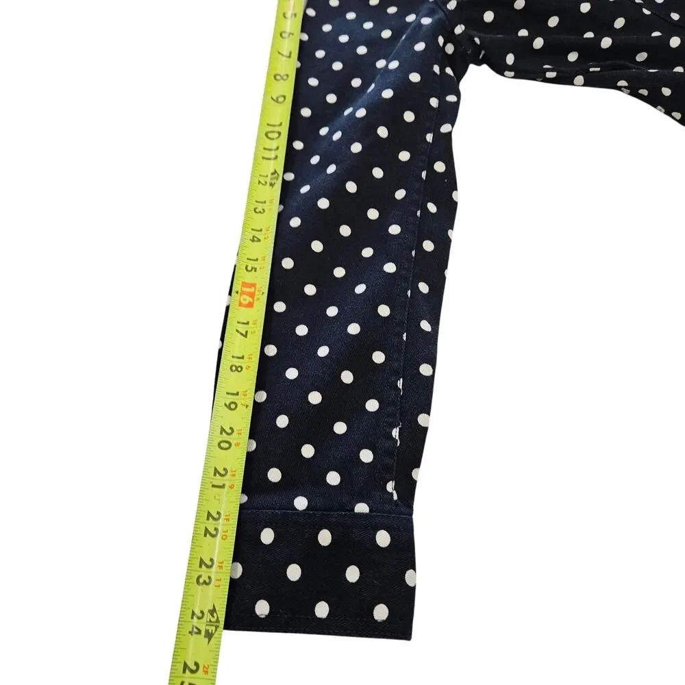 Chaps Ralph Lauren Navy Polka Dot Denim Blazer Jacket Medium Classic Preppy - Picture 7 of 11